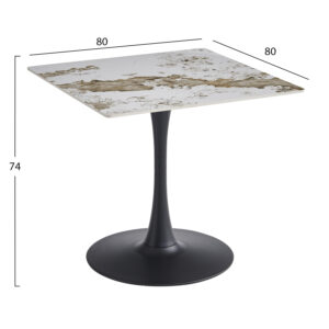 ΤΡΑΠΕΖΙ ΤΡΑΠΕΖΑΡΙΑΣ ΒΑΣΗ ΜΑΥΡΗ--SINTERED STONE PANDORA 80x80x74Υεκ