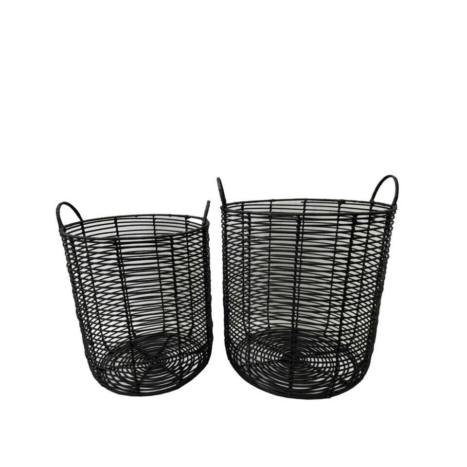 ONYX ΚΑΛΑΘΙ SET 2ΤΜΧ 40x40x51cm RATTAN ΦΥΣΙΚΟ ΜΑΥΡΟ