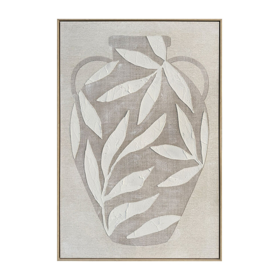 HUSK ΠΙΝΑΚΑΣ ΔΙΑΚΟΣΜΗΤΙΚΟΣ ΜΕ ΚΟΡΝΙΖΑ 82.6x4.3x122.6cm ΚΑΜΒΑΣ ΜΠΕΖ ΛΕΥΚΟ PS