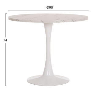 ΤΡΑΠΕΖΙ ΤΡΑΠΕΖΑΡΙΑΣ ΣΤΡΟΓΓΥΛΟ WHITE MARBLE Φ90x74Υεκ.