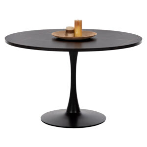 ΤΡΑΠΕΖΙ ΤΡΑΠΕΖΑΡΙΑΣ ΣΤΡΟΓΓΥΛΟ BLACK MARBLE Φ120x74Yεκ.