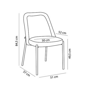 LUJO ΚΑΡΕΚΛΑ BEIGE ΜΑΥΡΟ ΜΑΤ 51.5x57x84.5cm