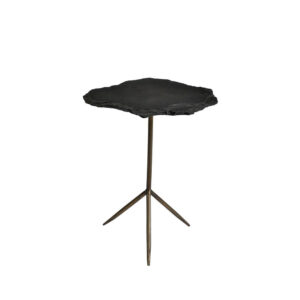 PIEDRA SIDE TABLE ΓΚΡΙ ΣΚΟΥΡΟ BRASS ANTIQUE 48x44x60cm
