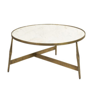 BLANCHE COFFEE TABLE ΛΕΥΚΟ BRASS ANTIQUE 81x81x41cm