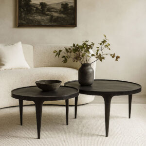 INK COFFEE TABLE SET 2ΤΕΜ ΜΑΥΡΟ 75x75x45.5cm
