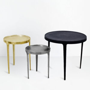 INK SIDE TABLE SET 3ΤΕΜ ΜΑΥΡΟ BRASS NICKEL 64.5x64.5x61cm
