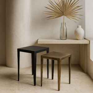 MAGRO SIDE TABLE SET 2ΤΕΜ ΜΑΥΡΟ BRASS 32x32x57cm