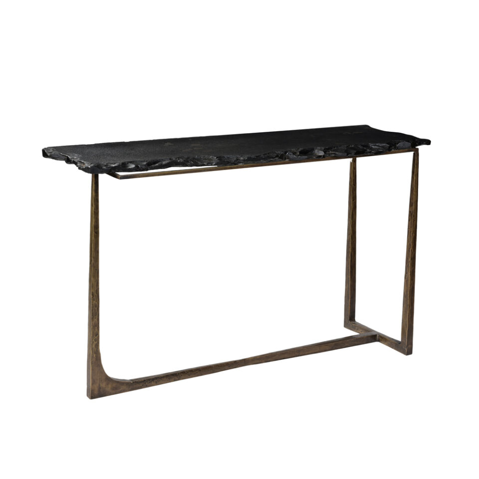 PIEDRA ΚΟΝΣΟΛΑ ΓΚΡΙ ΣΚΟΥΡΟ BRASS ANTIQUE 128x42x75cm