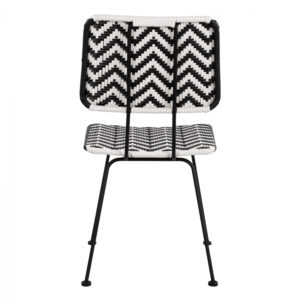 ΚΑΡΕΚΛΑ ΜΕΤΑΛΛΙΚΗ ΜΕ WICKER ΜΑΥΡΟ ΛΕΥΚΟ 46x56x88Υ εκ.