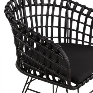 ΠΟΛΥΘΡΟΝΑ ΤΥΠΟΥ ΦΩΛΙΑ ΜΕΤΑΛΛΙΚΗ ΜΕ WICKER ΜΑΥΡΟ 59Χ56,5Χ83Υ εκ.