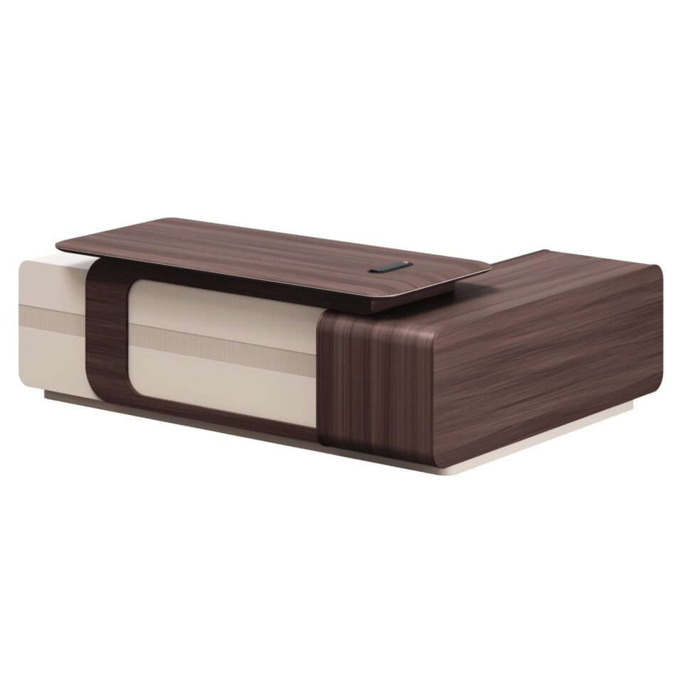 ΓΡΑΦΕΙΟ ΑΡΙΣΤΕΡΗ ΓΩΝΙΑ ΜΕΛΑΜΙΝΗ ΣΕ ΚΑΡΥΔΙ-ΜΠΕΖ 240x180x76Υεκ