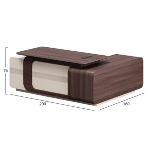 ΓΡΑΦΕΙΟ ΑΡΙΣΤΕΡΗ ΓΩΝΙΑ ΜΕΛΑΜΙΝΗ ΣΕ ΚΑΡΥΔΙ-ΜΠΕΖ 200x160x76Υεκ