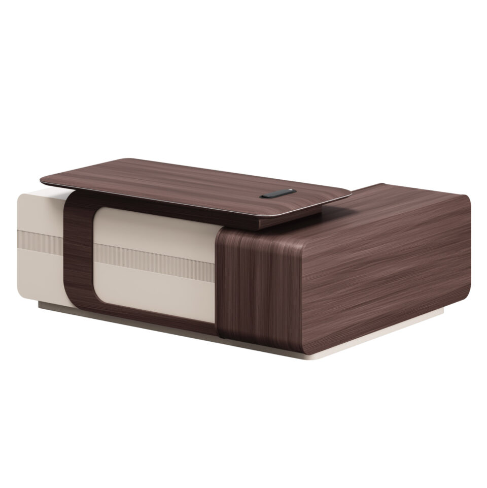 ΓΡΑΦΕΙΟ ΑΡΙΣΤΕΡΗ ΓΩΝΙΑ ΜΕΛΑΜΙΝΗ ΣΕ ΚΑΡΥΔΙ-ΜΠΕΖ 200x160x76Υεκ