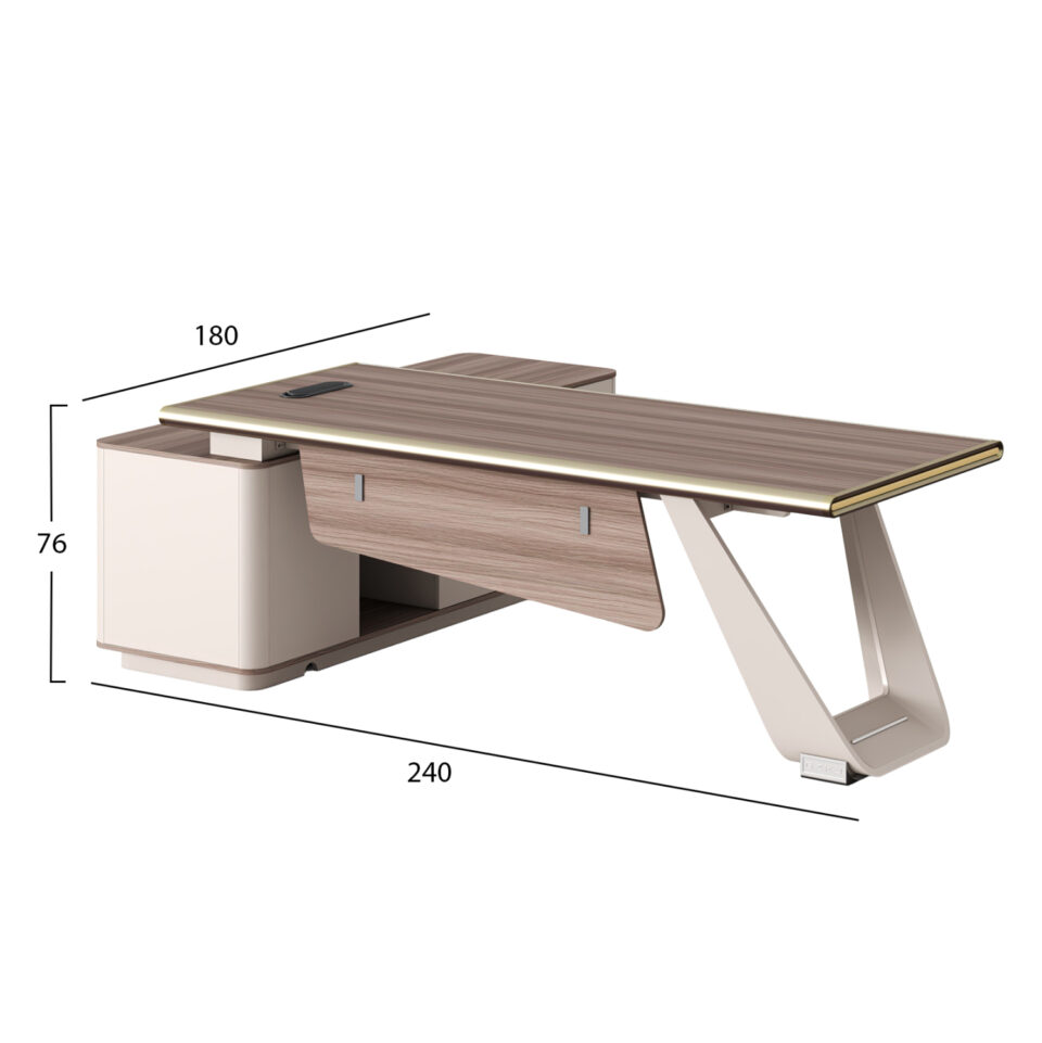 ΓΡΑΦΕΙΟ ΔΕΞΙΑ ΓΩΝΙΑ ΜΕΛΑΜΙΝΗ ΦΥΣΙΚΟ-ΜΠΕΖ--ΜΕΤΑΛ. ΠΟΔΙ 240x180x76Υ