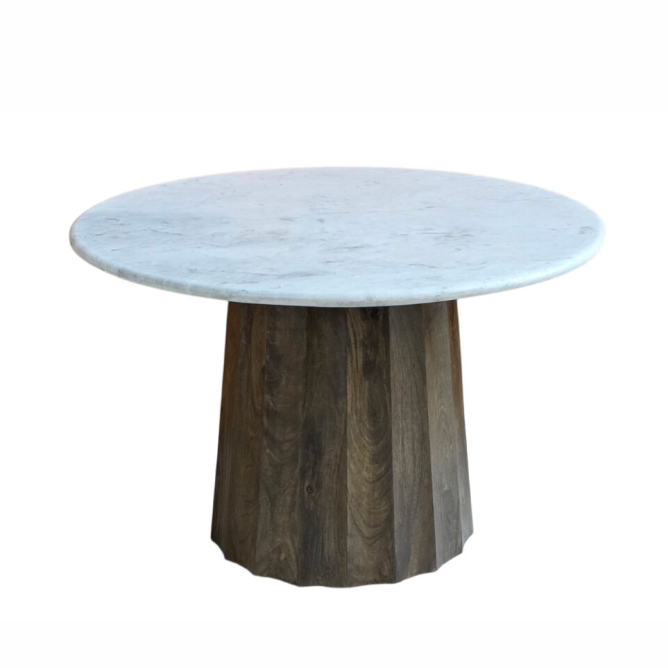 BORDS ΤΡΑΠΕΖΙ ΛΕΥΚΟ ΜΑΡΜΑΡΟ ΚΑΡΥΔΙ ΣΚΟΥΡΟ 120x120x77cm