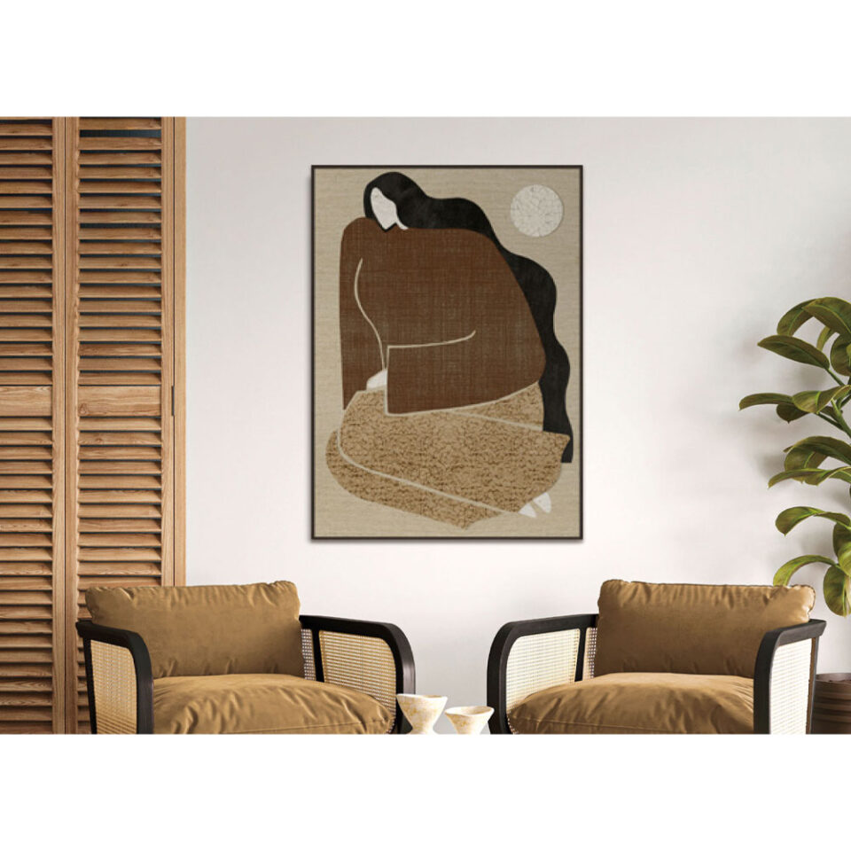 AMIT B ΠΙΝΑΚΑΣ ΔΙΑΚΟΣΜΗΤΙΚΟΣ ΜΕ ΚΟΡΝΙΖΑ 80x120x4cm ΚΑΜΒΑΣ ΜΠΕΖ ΚΑΦΕ ΜΑΥΡΟ PS