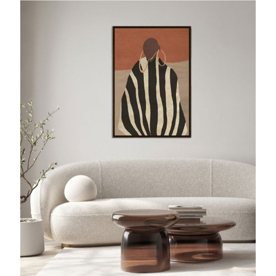 CIANNA ΠΙΝΑΚΑΣ ΔΙΑΚΟΣΜΗΤΙΚΟΣ ΜΕ ΚΟΡΝΙΖΑ 80x120x4cm ΚΑΜΒΑΣ TERRACOTTA ΜΠΕΖ ΚΑΦΕ PS