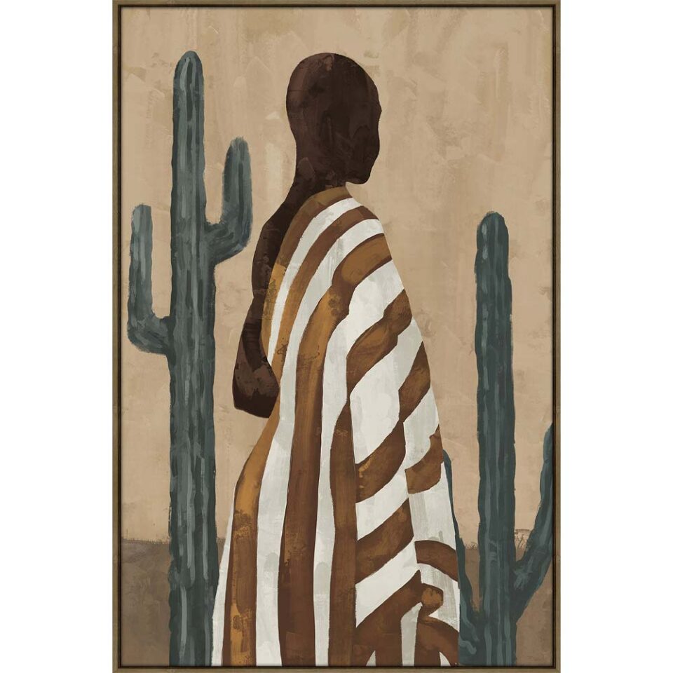 DESERT BLOOM ΠΙΝΑΚΑΣ ΔΙΑΚΟΣΜΗΤΙΚΟΣ ΜΕ ΚΟΡΝΙΖΑ 80x120x4cm ΚΑΜΒΑΣ ΚΑΦΕ ΜΠΕΖ PP