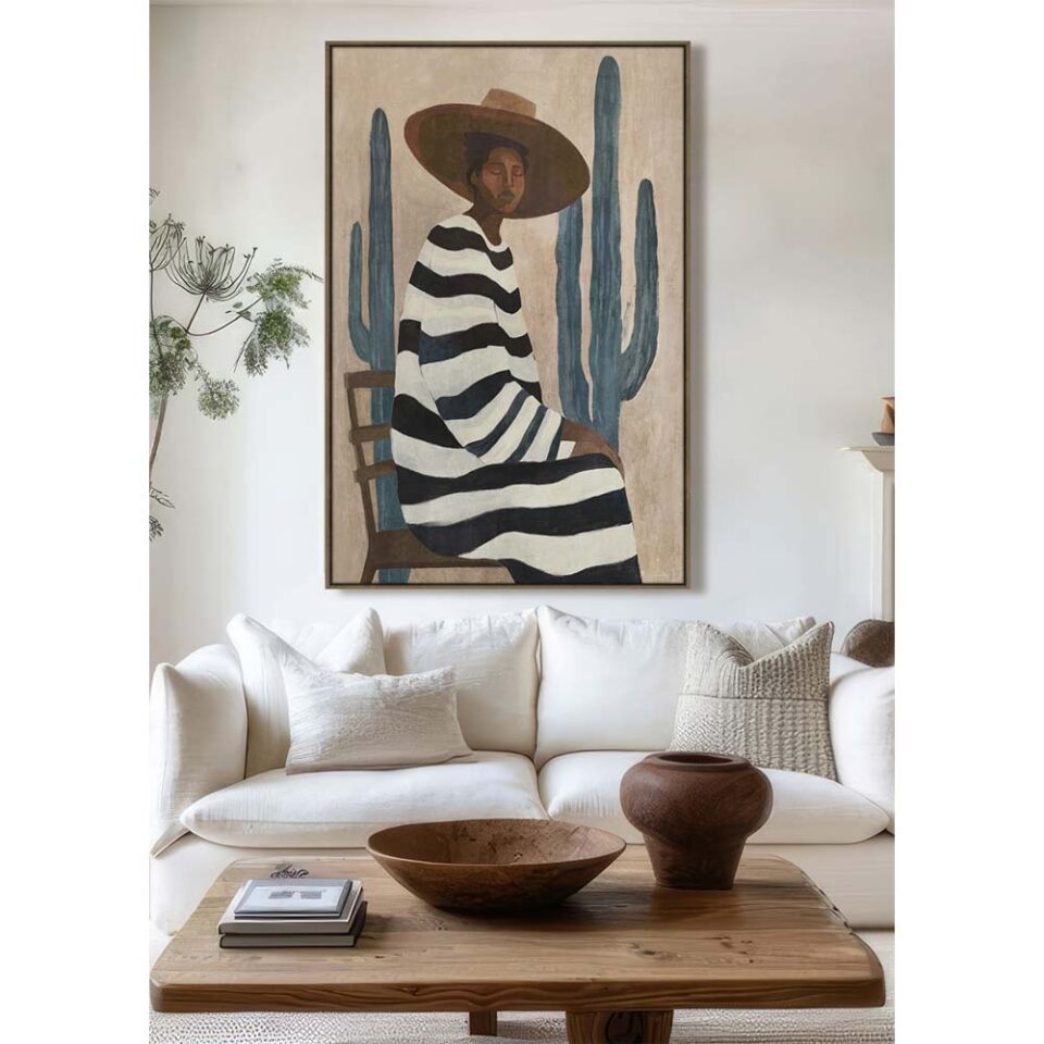 DESERT BLOOM ΠΙΝΑΚΑΣ ΔΙΑΚΟΣΜΗΤΙΚΟΣ ΜΕ ΚΟΡΝΙΖΑ 80x120x4cm ΚΑΜΒΑΣ ΚΑΦΕ ΜΠΕΖ PP