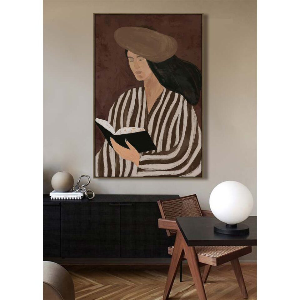 LITERARY CALM ΠΙΝΑΚΑΣ ΔΙΑΚΟΣΜΗΤΙΚΟΣ ΜΕ ΚΟΡΝΙΖΑ 80x120x4cm ΚΑΜΒΑΣ ΚΑΦΕ PP