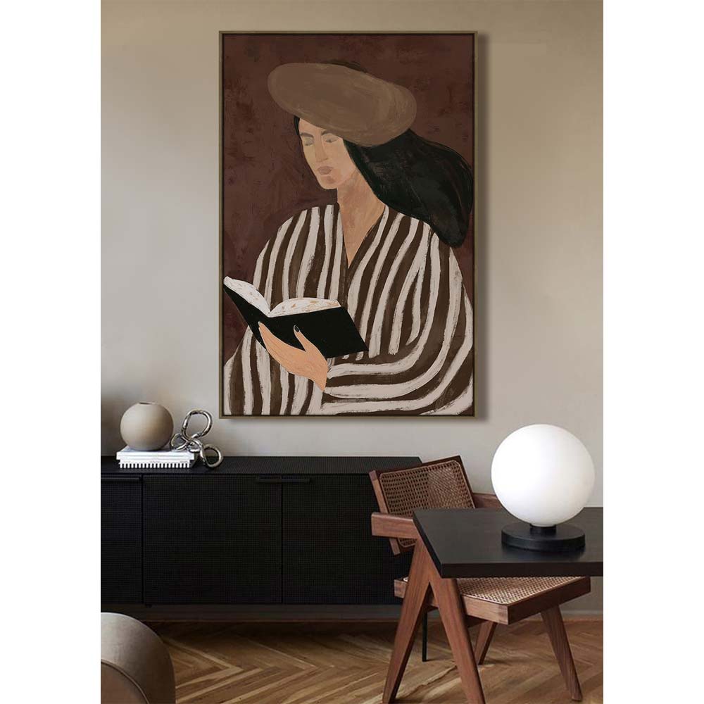 LITERARY CALM ΠΙΝΑΚΑΣ ΔΙΑΚΟΣΜΗΤΙΚΟΣ ΜΕ ΚΟΡΝΙΖΑ 80x120x4cm ΚΑΜΒΑΣ ΚΑΦΕ PP