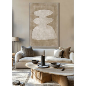 CANDELABRA.A ΠΙΝΑΚΑΣ ΔΙΑΚΟΣΜΗΤΙΚΟΣ ΜΕ ΚΟΡΝΙΖΑ 80x120x4cm ΚΑΜΒΑΣ ΚΑΦΕ BEIGE ΞΥΛΟ ΦΥΣΙΚΟ