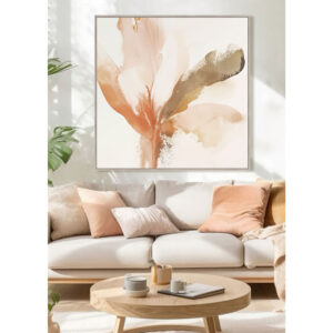 CALANDIUM.B ΠΙΝΑΚΑΣ ΔΙΑΚΟΣΜΗΤΙΚΟΣ ΜΕ ΚΟΡΝΙΖΑ 80x80x4cm ΚΑΜΒΑΣ BEIGE ΠΟΛΥΧΡΩΜΟ ΞΥΛΟ ΦΥΣΙΚΟ