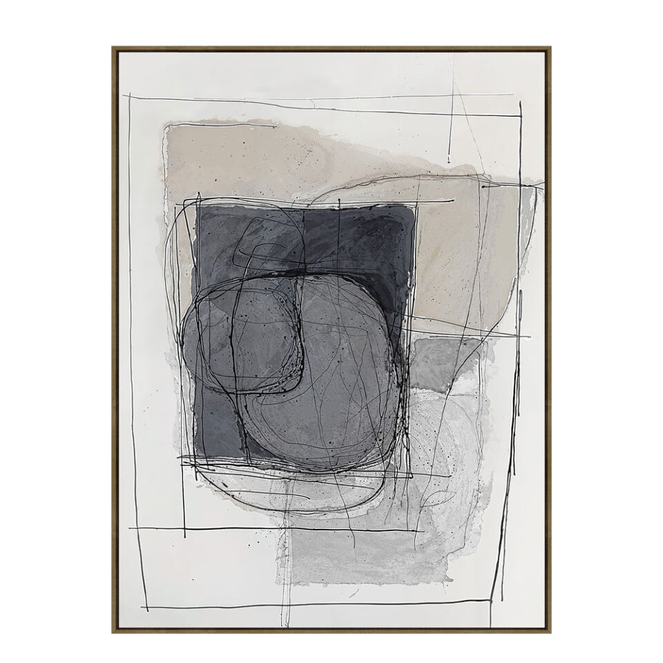 WOMB BEAUTY ΠΙΝΑΚΑΣ ΔΙΑΚΟΣΜΗΤΙΚΟΣ ΜΕ ΚΟΡΝΙΖΑ 90x120x4cm ΚΑΜΒΑΣ ΜΠΛΕ ΣΚΟΥΡΟ ΓΚΡΙ ΜΠΕΖ ΞΥΛΟ ΦΥΣΙΚΟ
