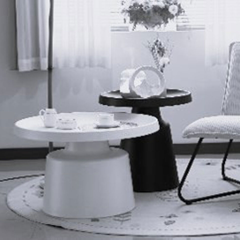 MOUSSE COFFEE TABLE SET 2ΤΕΜ CREAM CREAM 70x70x50cm