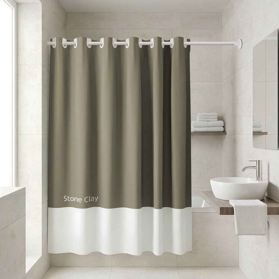 ΚΟΥΡΤΙΝΑ ΜΠΑΝΙΟΥ ΑΔΙΑΒΡΟΧΗ ΠΟΛΥΕΣΤΕΡΙΚΗ TONE LAB 180x194cm STONE CLAY