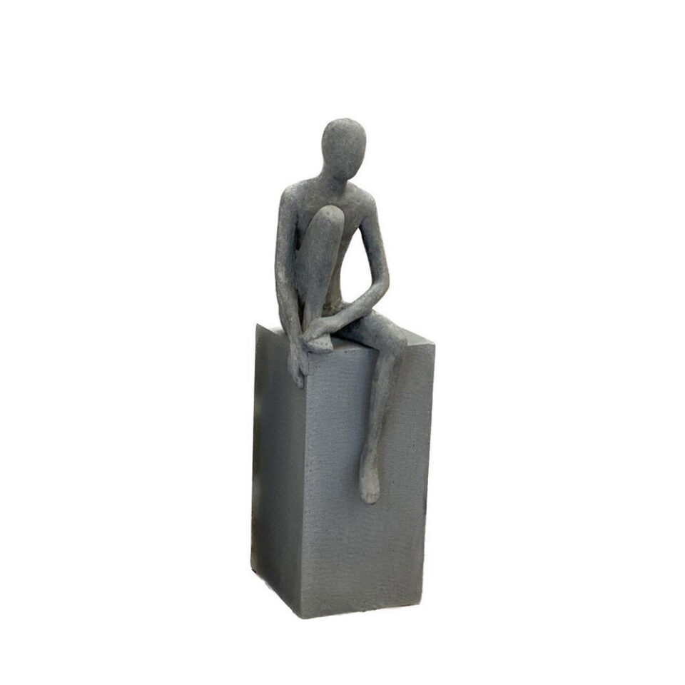 SITTING MAN ΔΙΑΚΟΣΜΗΤΙΚΗ ΦΙΓΟΥΡΑ 20x15x54cm ΤΕΧΝΗΤΗ ΠΕΤΡΑ ΓΚΡΙ