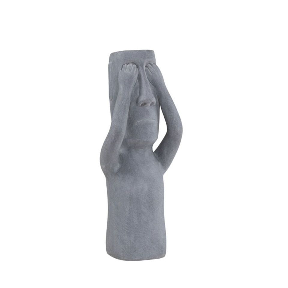 PERU MAN SEE ΔΙΑΚΟΣΜΗΤΙΚΗ ΦΙΓΟΥΡΑ 19x18x51cm ΤΕΧΝΗΤΗ ΠΕΤΡΑ ΓΚΡΙ