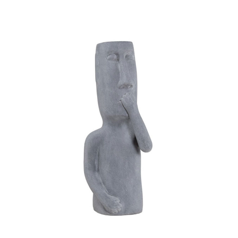 PERU MAN MOUTH ΔΙΑΚΟΣΜΗΤΙΚΗ ΦΙΓΟΥΡΑ 21x20x51cm ΤΕΧΝΗΤΗ ΠΕΤΡΑ ΓΚΡΙ