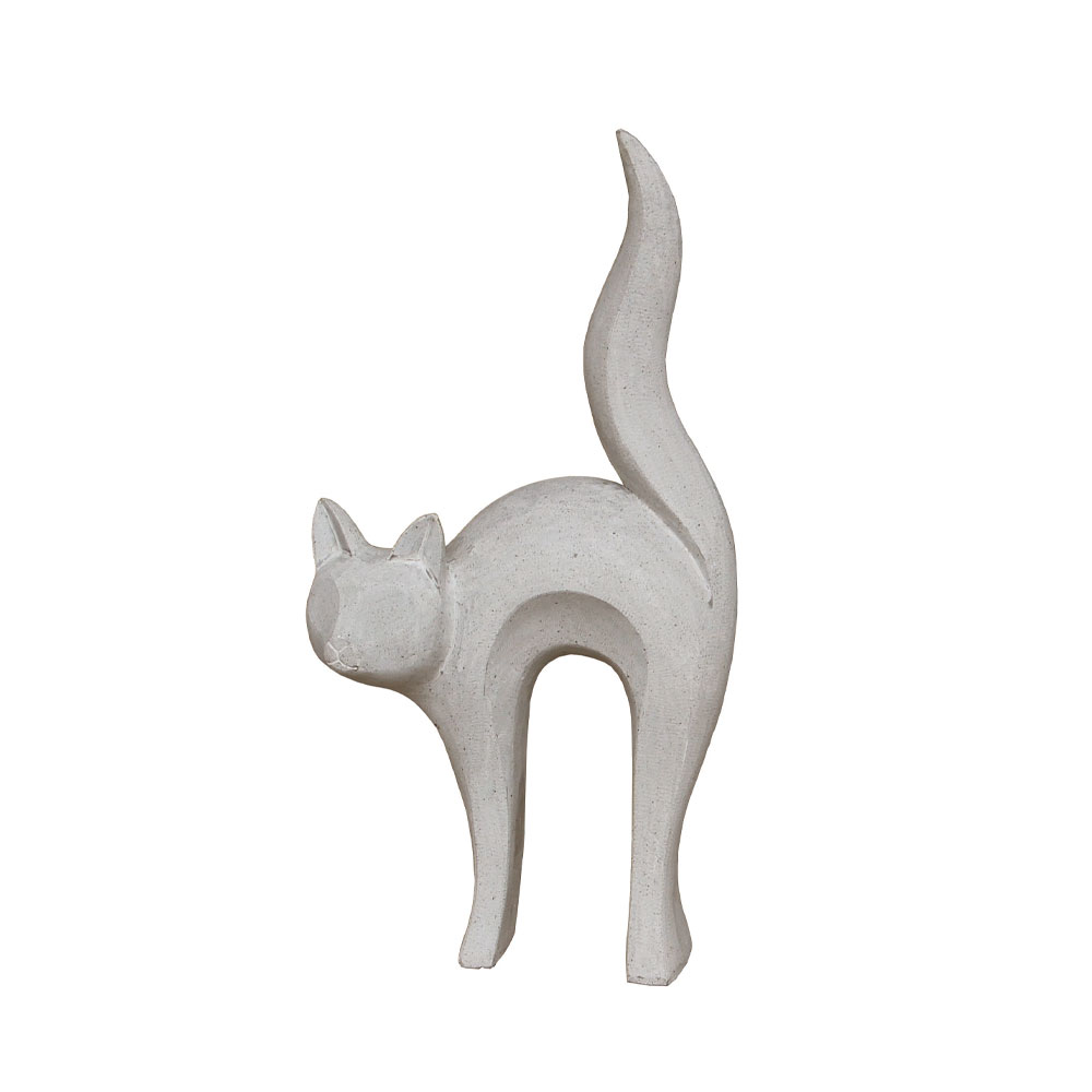 CAT STATUE ΔΙΑΚΟΣΜΗΤΙΚΗ ΓΑΤΑ 31x15x62cm ΤΕΧΝΗΤΗ ΠΕΤΡΑ ΓΚΡΙ ΑΝΟΙΧΤΟ