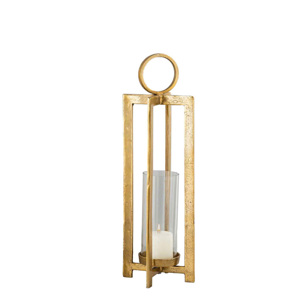 BEACON LIGHT ΦΑΝΑΡΙ 20x20x66cm ΑΛΟΥΜΙΝΙΟ ΧΡΥΣΟ ΓΥΑΛΙ
