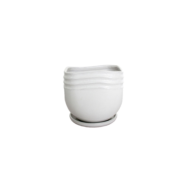 ΚΑΣΠΩ ΠΗΛΙΝΟ ΛΕΥΚΟ ΣΤΡΟΓΓΥΛΟ ΠΙΑΤΑΚΙΑ Φ14x14cm