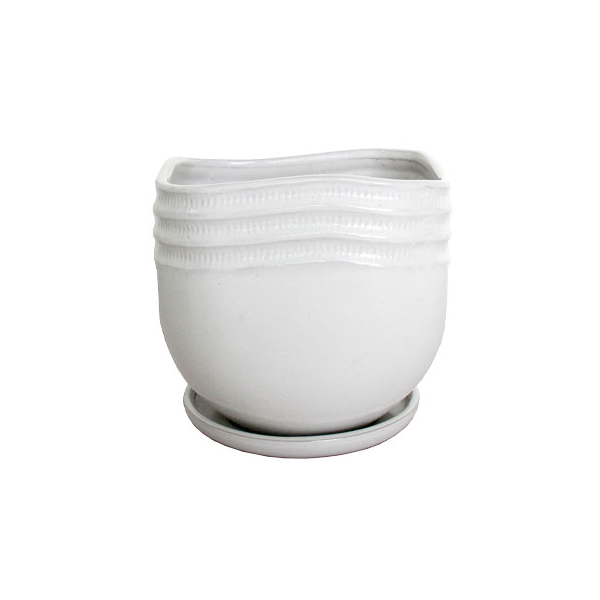 ΚΑΣΠΩ ΠΗΛΙΝΟ ΛΕΥΚΟ ΣΤΡΟΓΓΥΛΟ ΠΙΑΤΑΚΙΑ Φ24x23.5cm