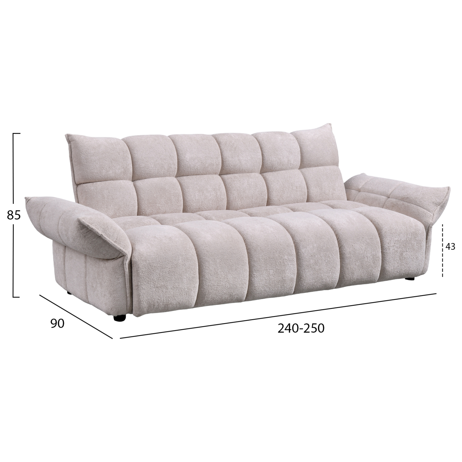 ΚΑΝΑΠΕΣ ΚΡΕΒΑΤΙ ΜΠΕΖ ΥΦΑΣΜΑ--ΚΑΘΙΣΜΑ POCKET SPRINGS 240-250x90x85Υεκ.