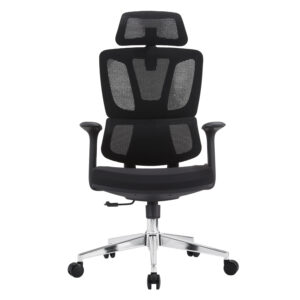 ΚΑΡΕΚΛΑ ΓΡΑΦΕΙΟΥ ΜΑΥΡO MESH-ΒΑΣΗ ΧΡΩΜΙΟΥ 69x65x125Υεκ
