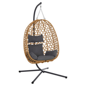 ΚΡΕΜΑΣΤΗ ΦΩΛΙΑ ΜΑΥΡΟ ΜΕΤΑΛΛΟ--ΚΑΦΕ P.E.RATTAN 100x100x190Υεκ.