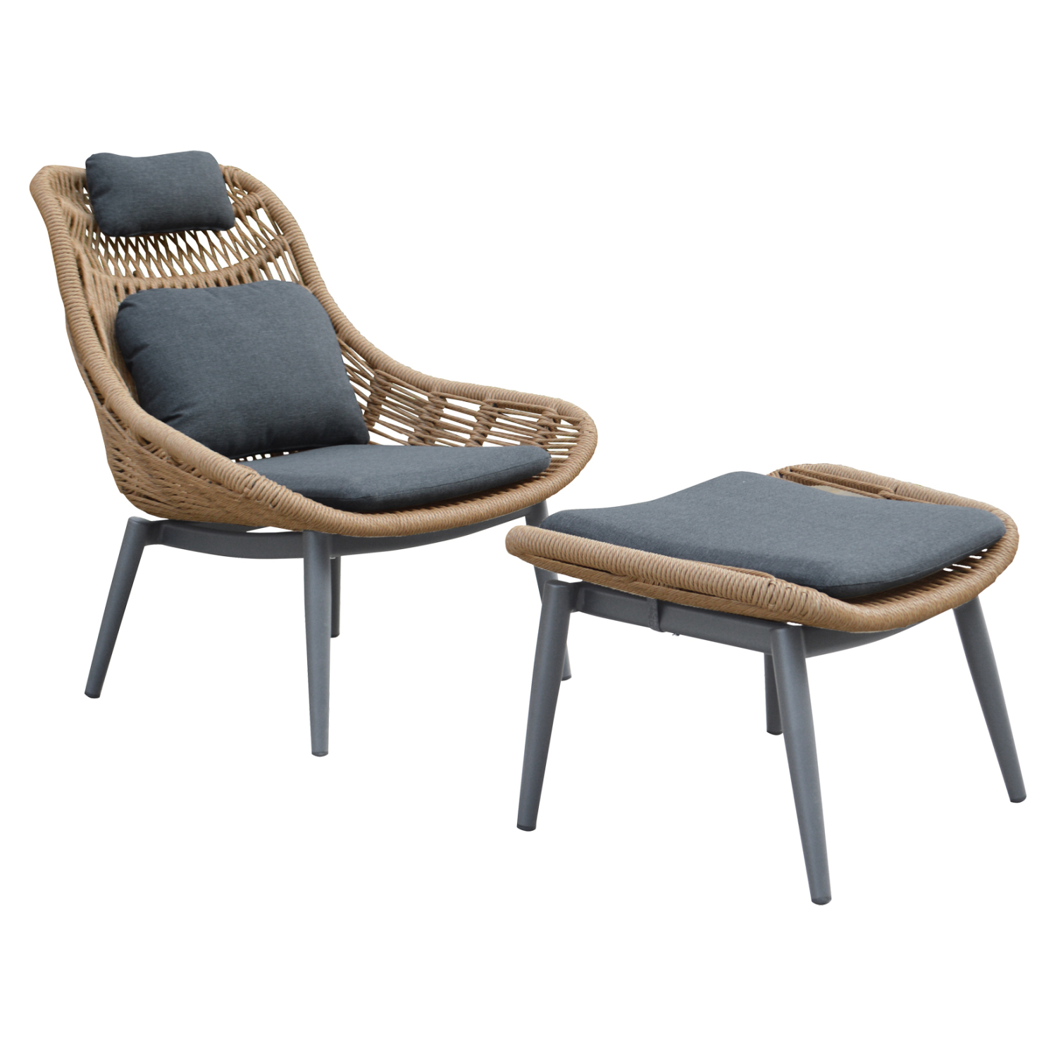ΠΟΛΥΘΡΟΝΑ LOUNGE ΜΕ ΥΠΟΠΟΔΙΟ REMVAZZO ΑΛΟΥΜΙΝΙΟ ΓΚΡΙ--WICKER 90x85x96Υεκ