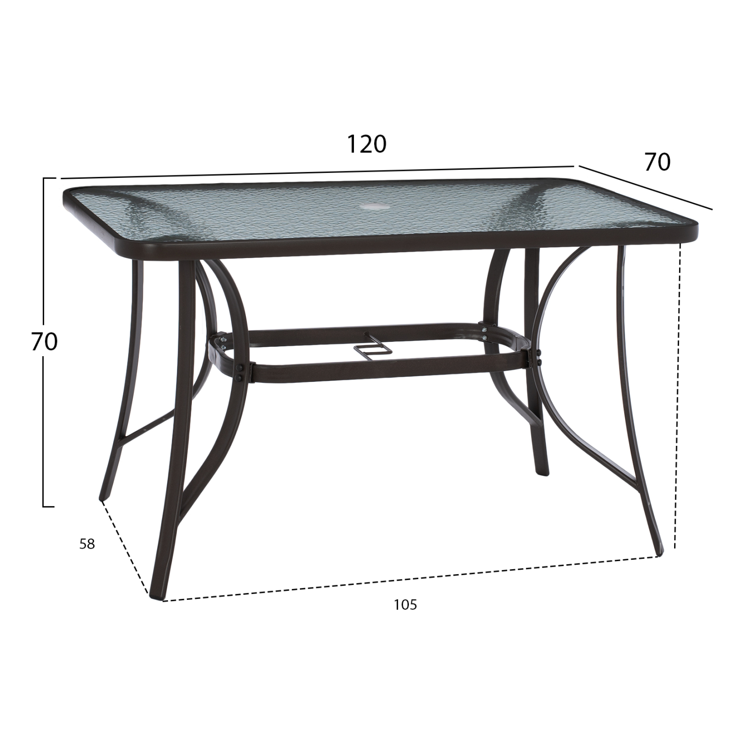 ΣΕΤ ΤΡΑΠΕΖΑΡΙΑΣ 5ΤΜΧ--ΤΡΑΠΕΖΙ & 4 ΚΑΡΕΚΛΕΣ 120x70εκ -ΚΑΦΕ