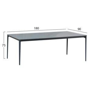 ΤΡΑΠΕΖΙ ΤΡΑΠΕΖΑΡΙΑΣ STAD ΓΚΡΙ ΑΛΟΥΜΙΝΙΟ & SINTERED STONE TOP 180x90x74Υεκ
