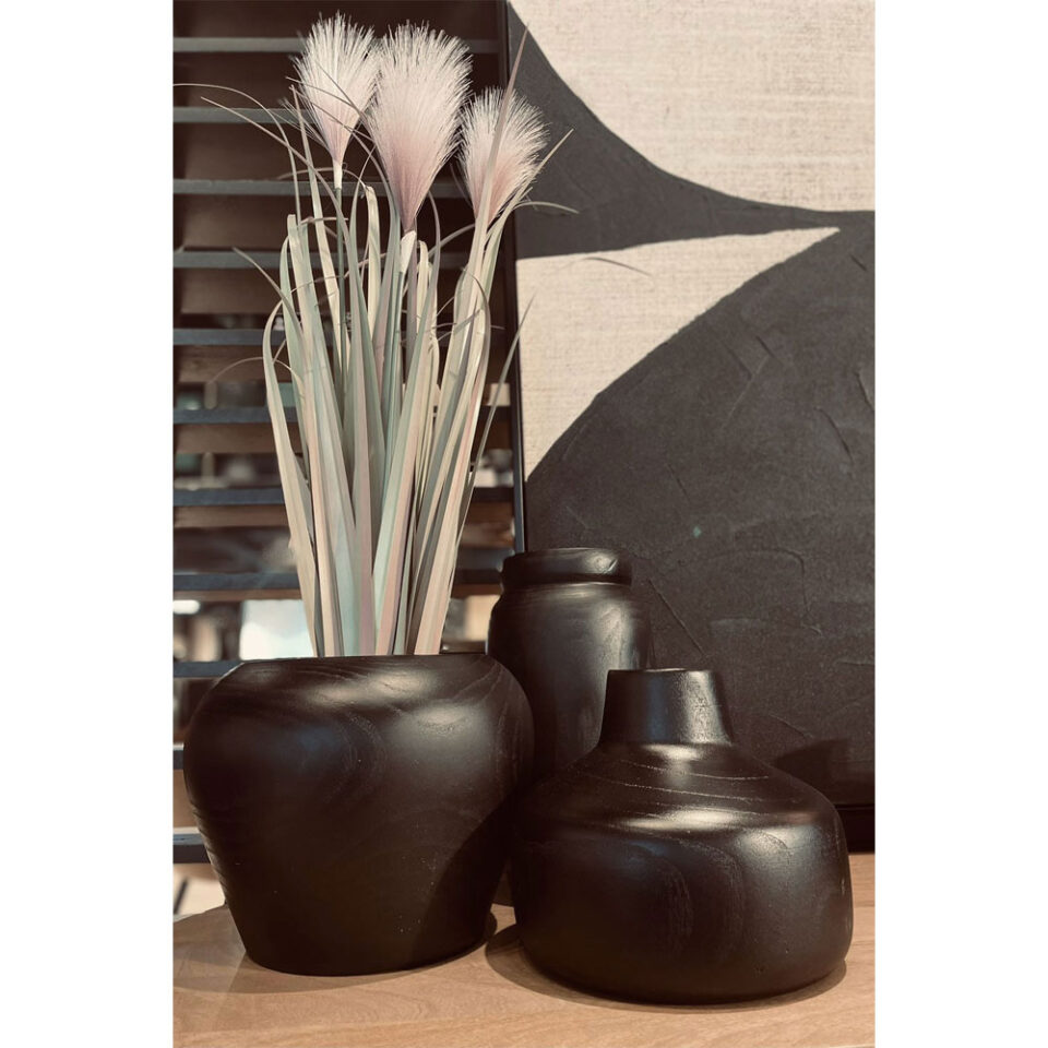 NUBIA ΒΑΖΟ 27x27x21cm ΞΥΛΟ ΜΑΥΡΟ