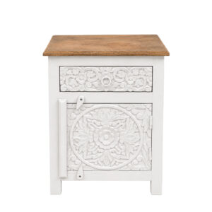 LOTUS ΚΟΜΟΔΙΝΟ 1ΠΟΡΤΑ 1ΣΥΡΤΑΡΙ ΛΕΥΚΟ DECAPE ΦΥΣΙΚΟ 45x37x60cm