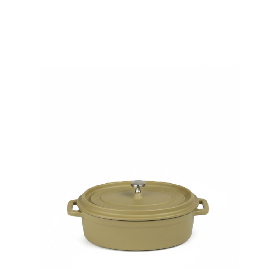 VOLCANO ΚΑΤΣΑΡΟΛΑΚΙ ΟΒΑΛ CAST-IRON ΧΑΚΙ ΜΕ ENAMEL 300ML 13(16INCL. HANDLES)X9,5X7,5ΕΚ.