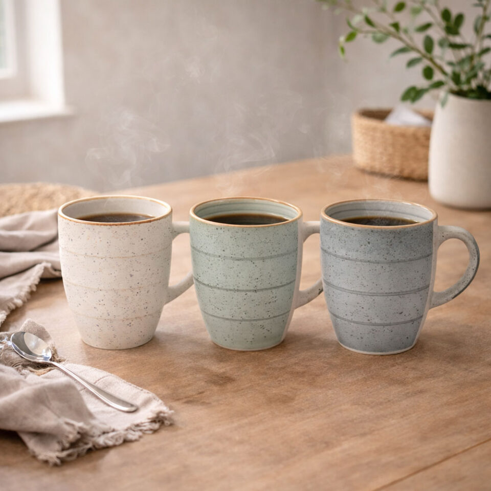 ΚΟΥΠΑ STONEWARE 355ml ΣΕ ΜΠΕΖ, ΓΚΡΙ ΚΑΙ MINT ΧΡΩΜΑ