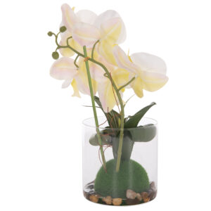ΔΙΑΚΟΣΜΗΤΙΚΟ ΣΥΝΘΕΤΙΚΟ ΦΥΤΟ ΛΟΥΛΟΥΔΙ PHALAENOPSIS ΣΕ ΓΥΑΛΙΝΟ ΒΑΖΟ 12x24x30Υεκ