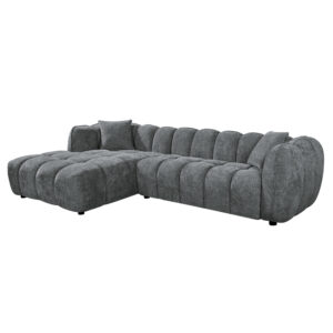 ΚΑΝΑΠΕΣ ΓΩΝΙΑ (ΑΡΙΣΤΕΡΗ) LYKKE ΓΚΡΙ ΥΦΑΣΜΑ 280x89-165(η γωνία)x70Υ εκ.