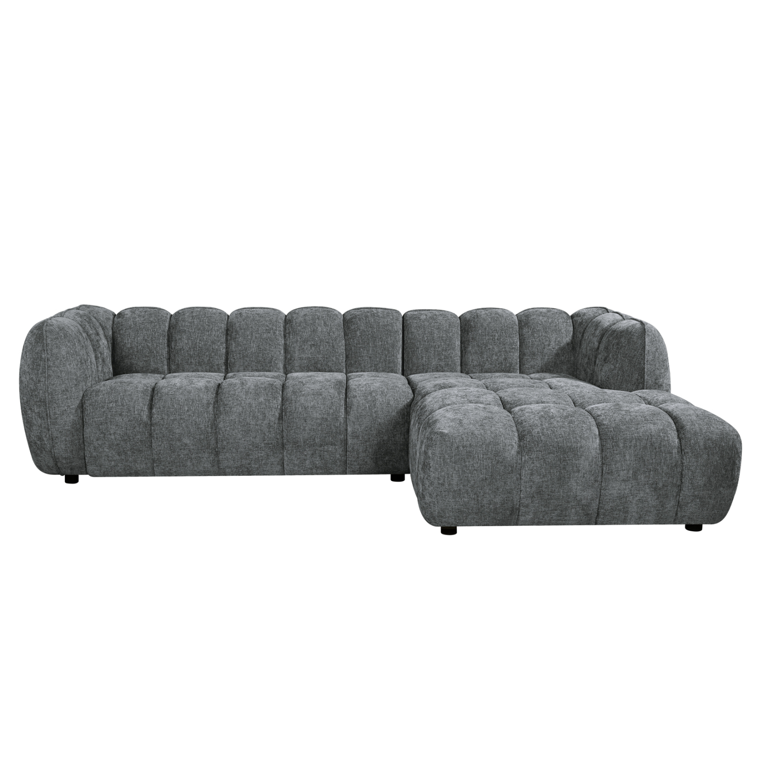 ΚΑΝΑΠΕΣ ΓΩΝΙΑ (ΔΕΞΙΑ) LYKKE ΓΚΡΙ ΥΦΑΣΜΑ 280x89-165(η γωνία)x70Υεκ